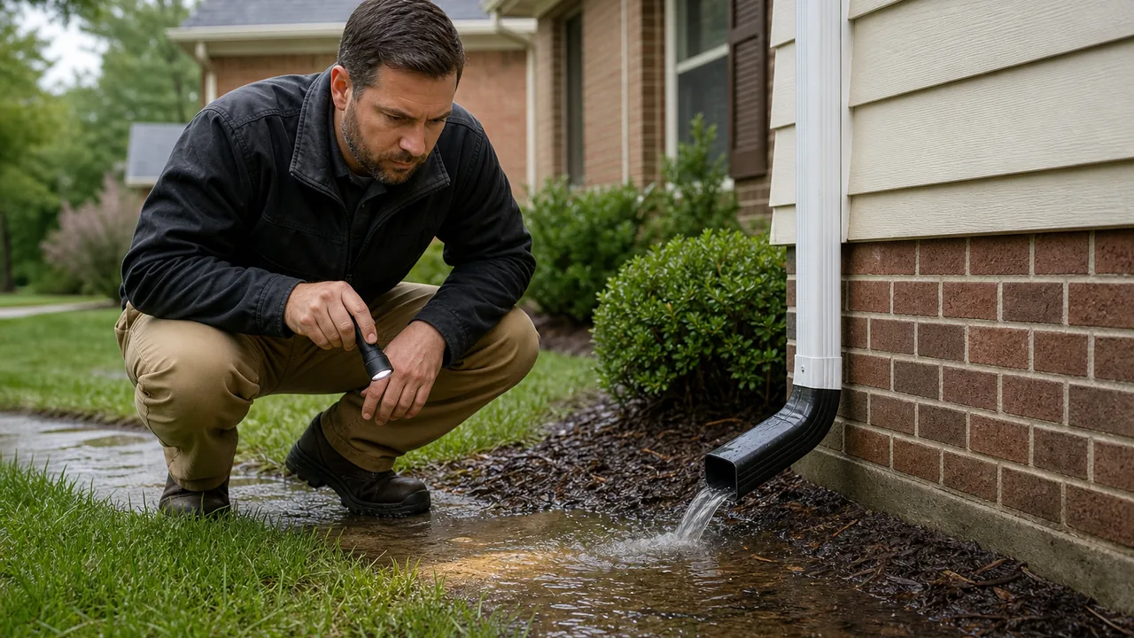 Downspout extension draining water away from a Cary NC home foundation