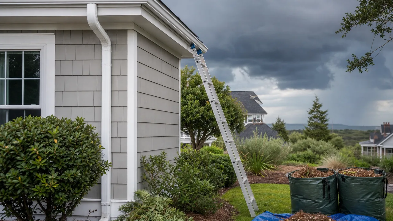Clean gutters and downspouts prepared before North Carolina storm season